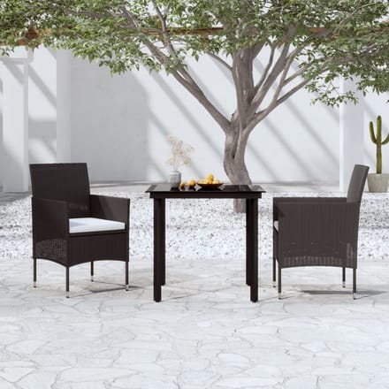 vidaXL - 3-delige - Tuinset - met - kussens - zwart