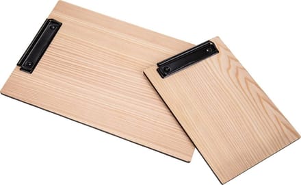 Goodline® - A4 Houten Menu Klembord - type: HFK-Lariks (Onbewerkt) + Zwarte Klem