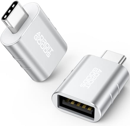 AdroitGoods Set van 2 USB-C naar USB-A 3.1 Adapter - 2 stuks - Converter - USB C to USB A HUB - Silver