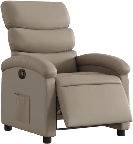 Elektrisch Verstelbare Fauteuil in Cappuccino Kunstleer - Comfortabele Relaxstoel