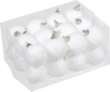 Othmar Decorations Kerstballen - klein formaat - 24x stuks - wit - D4 cm - sneeuw effect - kunststof