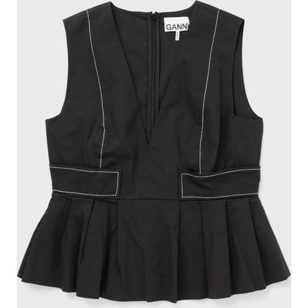 Stretch Cotton V-neck Pocket Blouse