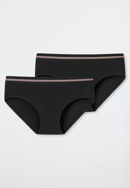Panty's, set van 2, dubbelrib, zwart - Long Life Rib 140