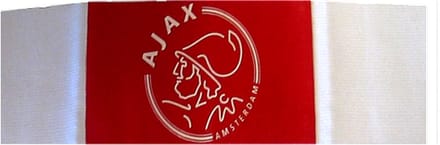 AJAX AANVOERDERSBAND SENIOR ROOD/WIT LOGO
