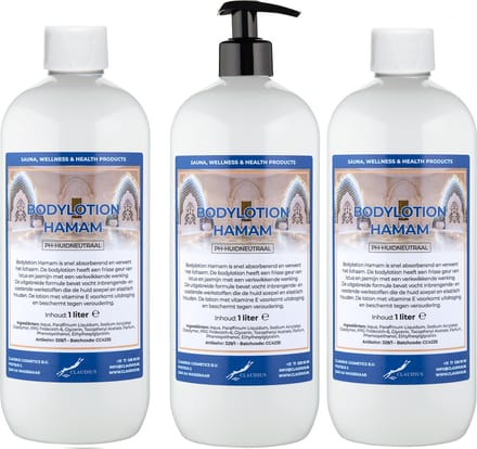 Bodylotion Hamam 1 Liter - met gratis pomp - set van 3 stuks