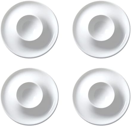 4 stuks keramische eierdopjes, eierdopjes, wit, met legplank, eierstandaard, geschikt voor keuken eetkamer (Orbicular 9 x 9 x 2,5)