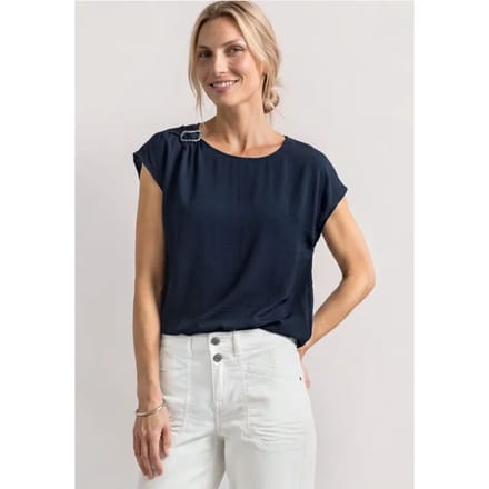 Blouseshirt met ronde hals en gespdetail