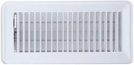 Vloerregister - Vloerrooster Ventilatie - Ventilatie Regelen - Verstelbare Demper - 4 x 10 Inch - Wit