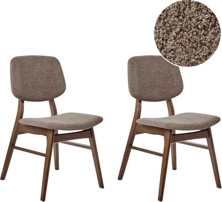 ELAINE - Eetkamerstoel set van 2 - Taupe - Donker hout/Bouclé