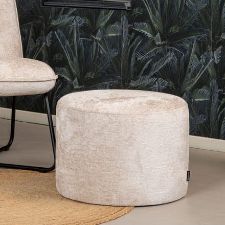 Bronx71® Poef Juna chenille stof wit/beige