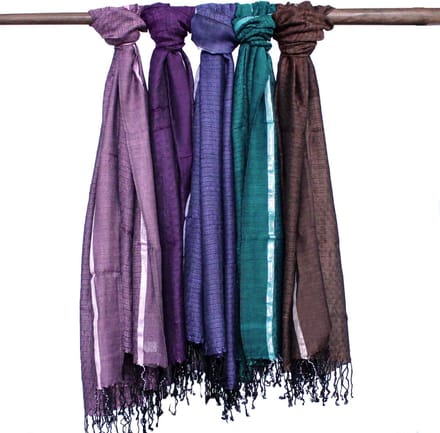 Large Indian Boho Scarves - 75x180cm - Random Colours with Gold Thread