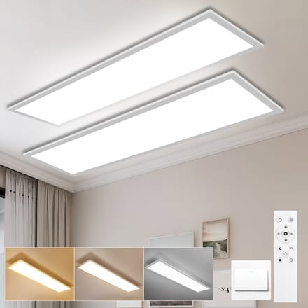 Oraymin 2 Stuks LED Paneel Plafondlamp – 3100x25cm 30W 3300lm – Dimbaar – Afstandsbediening