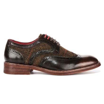 Justin Reess bruine leren tweed brogue schoenen voor mannen - Arlo