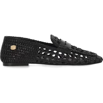 Fred De La Bretoniere - Glara Woven Mocassin Leer Zwart - Maat 40