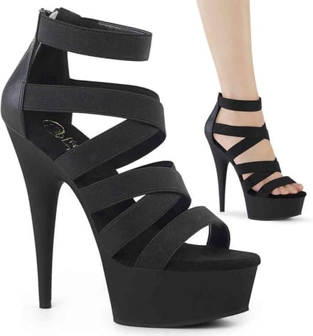 DELIGHT-659 (EU 35 = US 5) 6 Heel, 1 3/4 PF Double Criss Cross Sandal, Back Zip