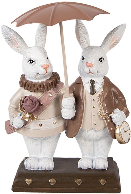 Clayre & Eef Decoratie Beeld Konijn 13x6x16 cm Wit Kunststof
