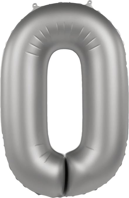 Folat - Folieballon Cijfer 0 Moonlight Silver - 86 cm