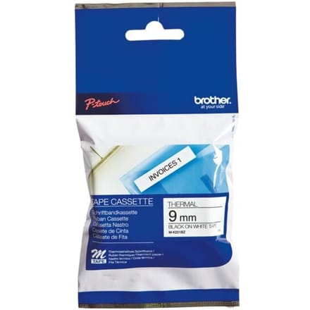 Brother M-K221 Labeltape Kunststof Tapekleur: Wit Tekstkleur: Zwart 9 mm 8 m