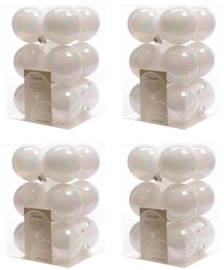 Decoris kerstballen - 48x st - parelmoer wit - D6 cm - kunststof - mat/glans - kerstversiering