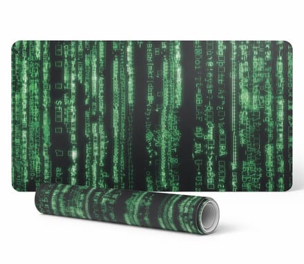 Vinyl bureauonderlegger met stijlvolle, naar beneden vallende digitale code, 90x45 cm