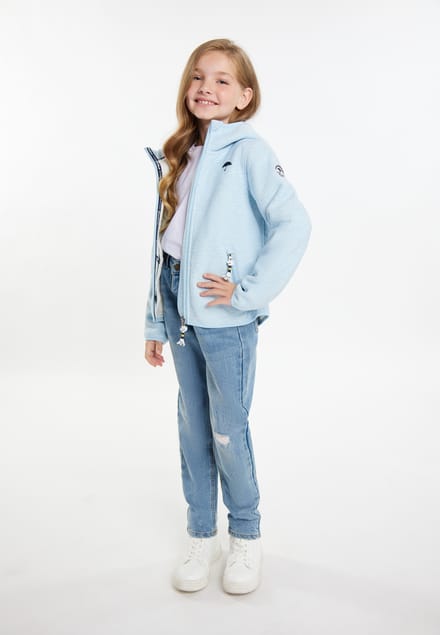 Schmuddelwedda Gebreide fleeceblouse met teddyvoering Meisjes IJsblauw gemêleerd