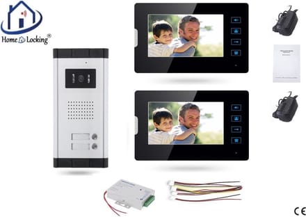 Home-Locking complete deur intercom/videofoon met 1 binnen panelen en elektro box 12VDC voor aansluiting elektrisch slot.DT-1478-1E-2
