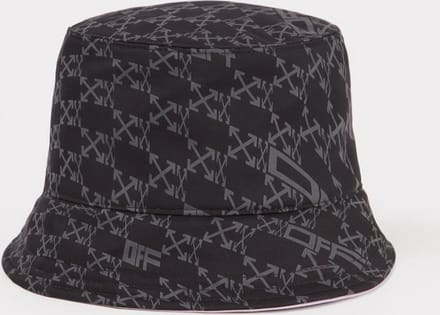 Off-White Warped bucket hoed - Zwart/ Grijs - Paars binnenin - One Size (58cm omtrek)