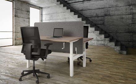 Duo bench slinger verstelbaar zit/zit bureau Teez breed 140CM diep 80CM bladkleur Lichtgrijs framekleur Wit (RAL9010)
