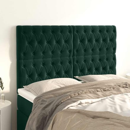 vidaXL - Hoofdbord - donkergroen - 144x7x118/128 - cm - fluweel