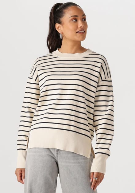 WITHBLACK Wblbarbara Ls Striped Pullover Truien & vesten Dames - Sweater - Hoodie - Vest- Ecru - Maat M