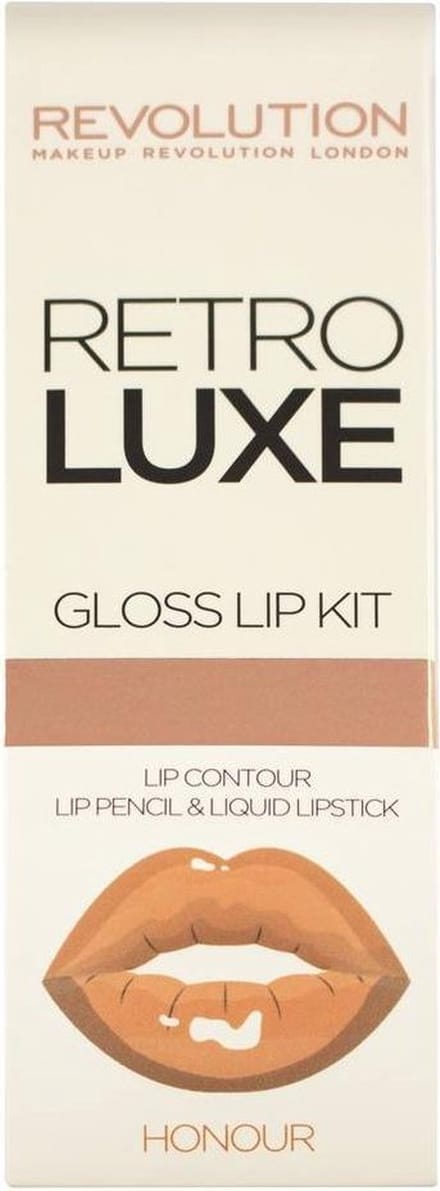 Makeup Revolution Retro Luxe Kits Gloss - Honour - Complete Lip Set - Lipgloss & Lipliner - Nude - Beige
