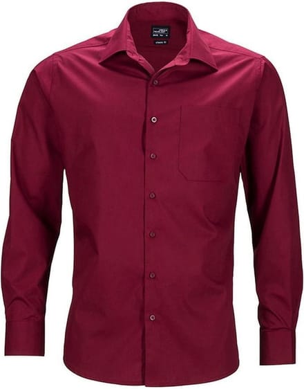 Daiber Heren Longsleeve Zakelijk Shirt (Wijn)