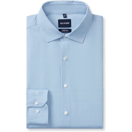 OLYMP No. Six 24/Seven Overhemd, Super Slim, Modern Kent, Ozonblauw