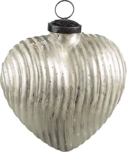 Clayre & Eef Kerstbal Overig 9x4x10 cm Zilverkleurig Glas Kerstballen