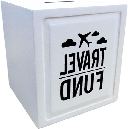 Spaarpot - Geldkist - Reizen - Houten Kist - Vierkant - Gedecoreerd