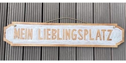 Tekstbord Lieblingsplatz wit/natural 100 cm