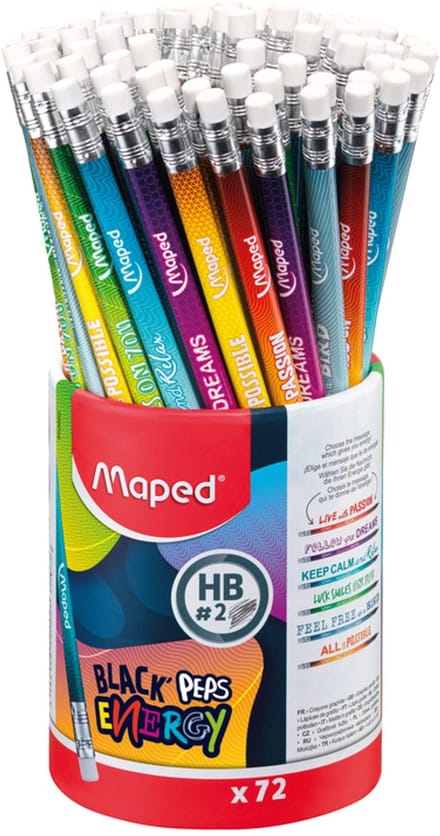 Maped potlood BLACK'PEPS ENERGY, hardtegraad: HB, 2,2 mm, 72 stuks in koker