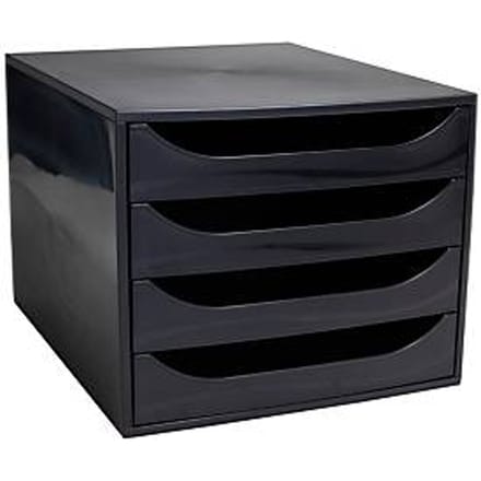 Exacompta ECOBOX ladebox 4 laden frambooskleurig, A4/A4+, open front, stil, veiligheidsstop