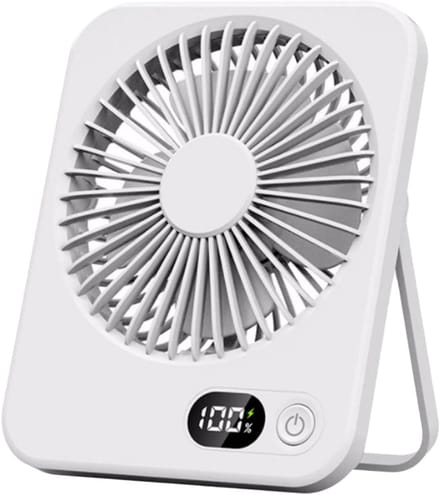 Multifunctionele draagbare ventilator - oplaadbare - draagbare ventilator - draagbare ventilator met vijf snelheden - 180° verstelbare draagbare ventilator - Wit