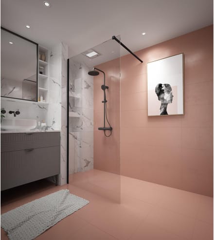Adema Dawn Inloopdouche - 60x200cm - wandprofiel - stabilisatiestang - helder glas - zwart mat