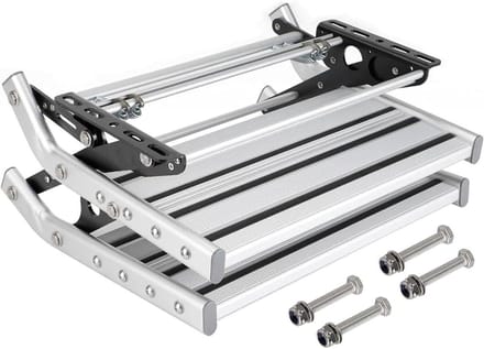 Camper Trapladder - Vouwkruk - Veilig Instappen - Aluminium Constructie - 200 kg Draagvermogen - Zilver