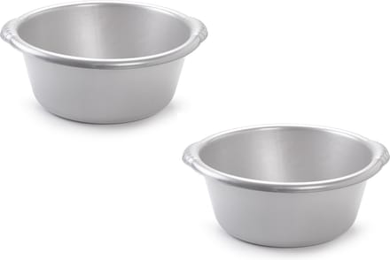 PlasticForte Afwasteil - 2x stuks - 6 liter - rond - zilvergrijs - afwasbak - camping