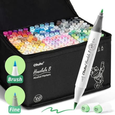 Ohuhu - Honolulu B Brush & Fine - Alcohol Art Markers - 168 kleuren