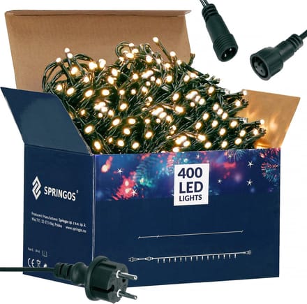 Springos Kerstverlichting | Binnen & Buiten | 24 m | 400 LED | Warm Wit