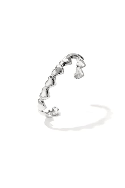 Bangle met gedeukte hartjes - Zilver kleurig - Verkleurt niet - Cadeau - Goudlief.nl