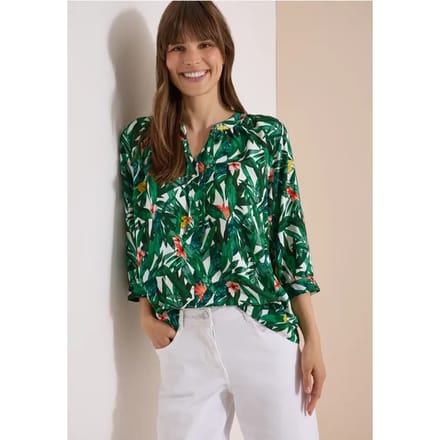 Tuniek met 3/4 mouwen, gespleten hals en print