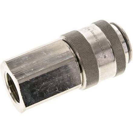 Vernikkeld Messing DN 19 Luchtkoppeling Snelkoppeling G 3/4 inch Binnendraad Double Shut-Off - CLS19-F-BN-SV-034