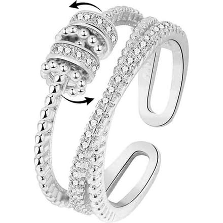 Aan Mijn Dochter Vingerring Angstring voor Vrouwen Draaibare Ring met Kralen Verstelbare Open Ring white