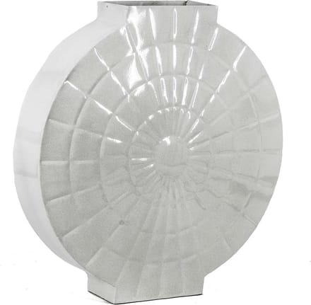 HomeBound by KY | Metalen vaas rond wit | 30,5x8,5x34cm | bloemenvaas wit