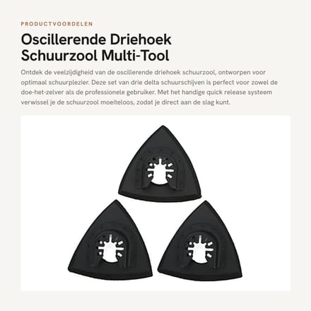 Dailygoods- Schuurzool Driehoek - 3 Stks Set - Multi-Tool Schuurschijf - Quick Release - Duurzaam Roestvrij Staal - Efficiënt Schuren - Schuurpapier